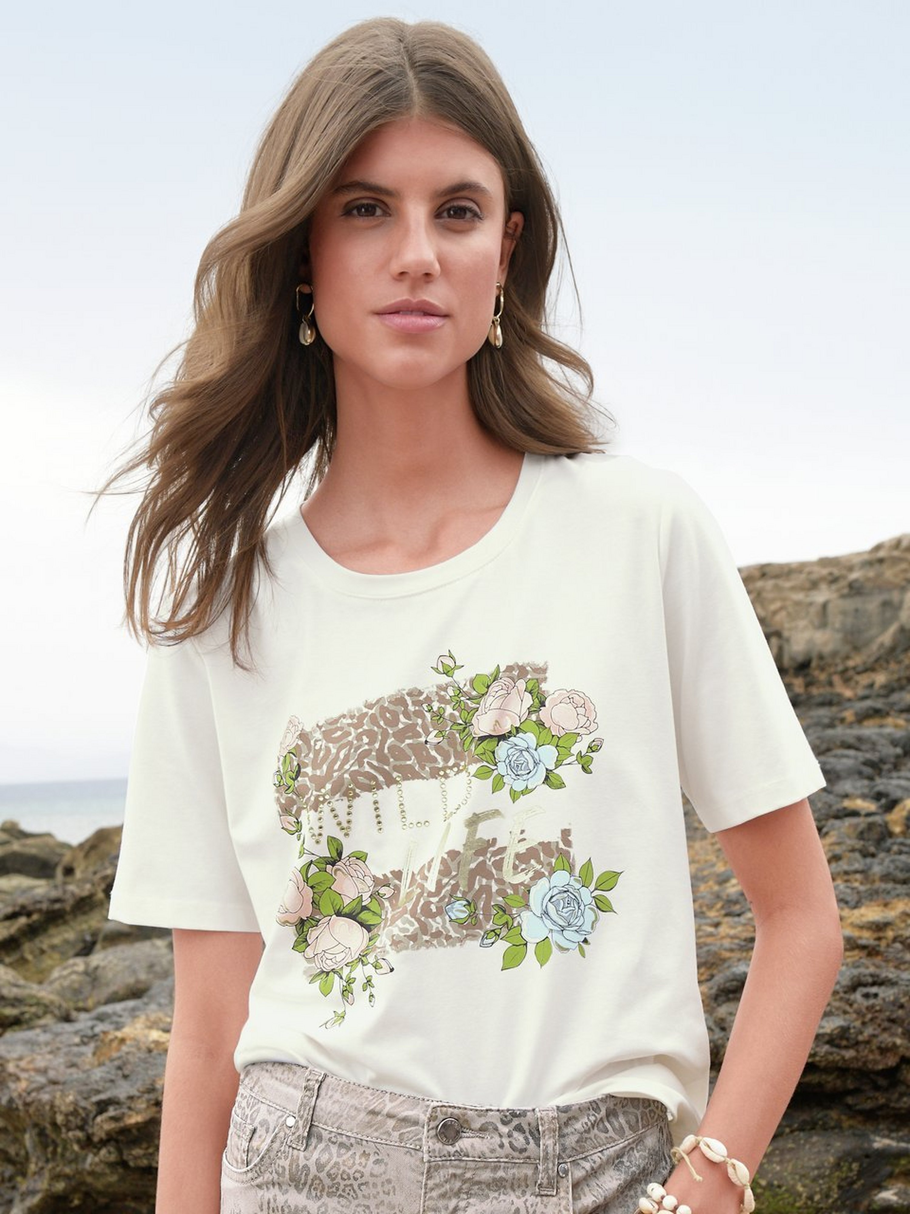 Rundhals-Shirt mit 1/2-Arm