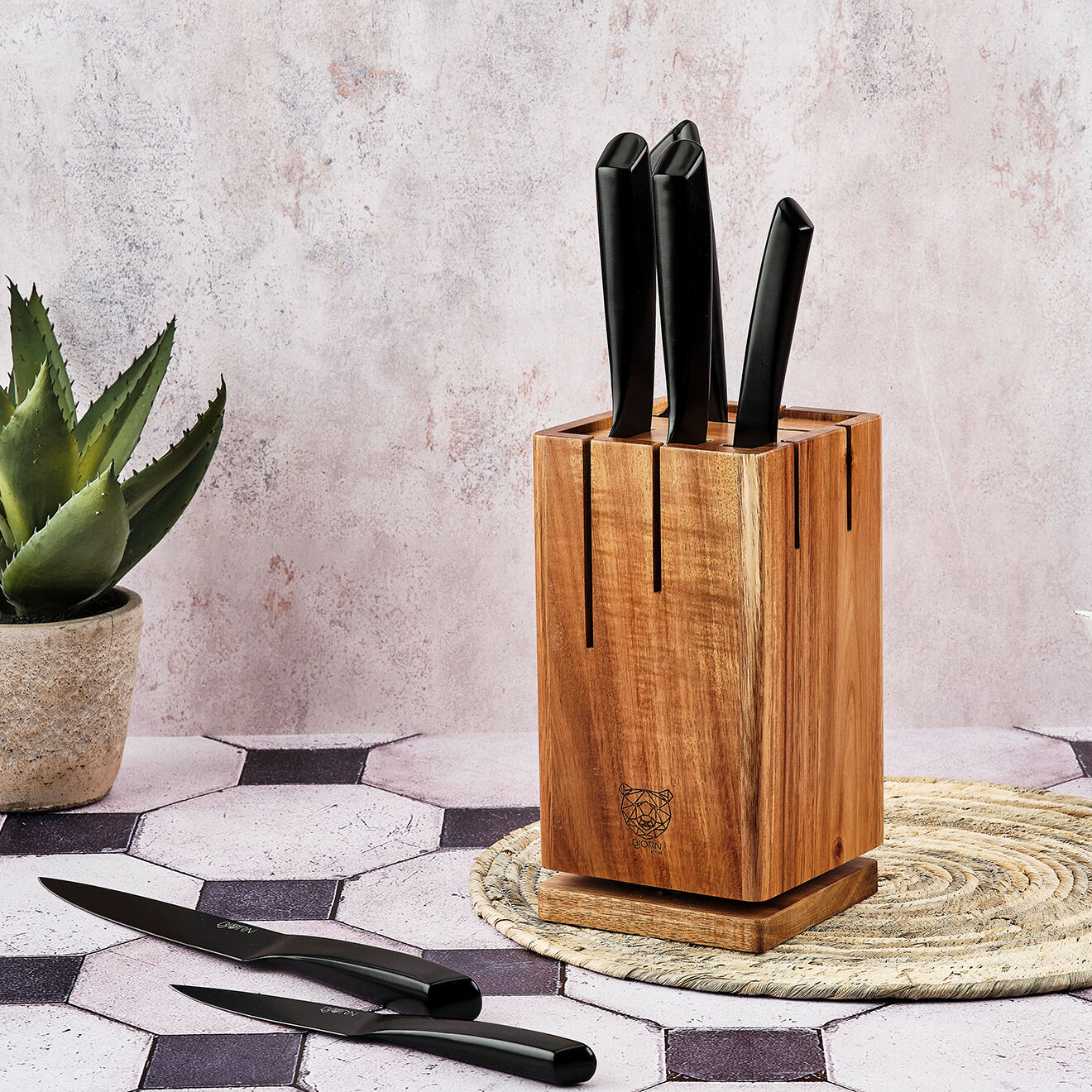 Bjorn Bloc avec couteaux de cuisine Jensen Skagen - 7 pièces