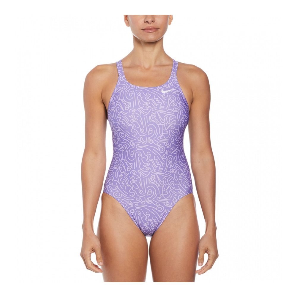Nike Swim HYDRASTRONG MULTI PRINT FASTBACK - Maillot de bain 1 pièce Femme space purple