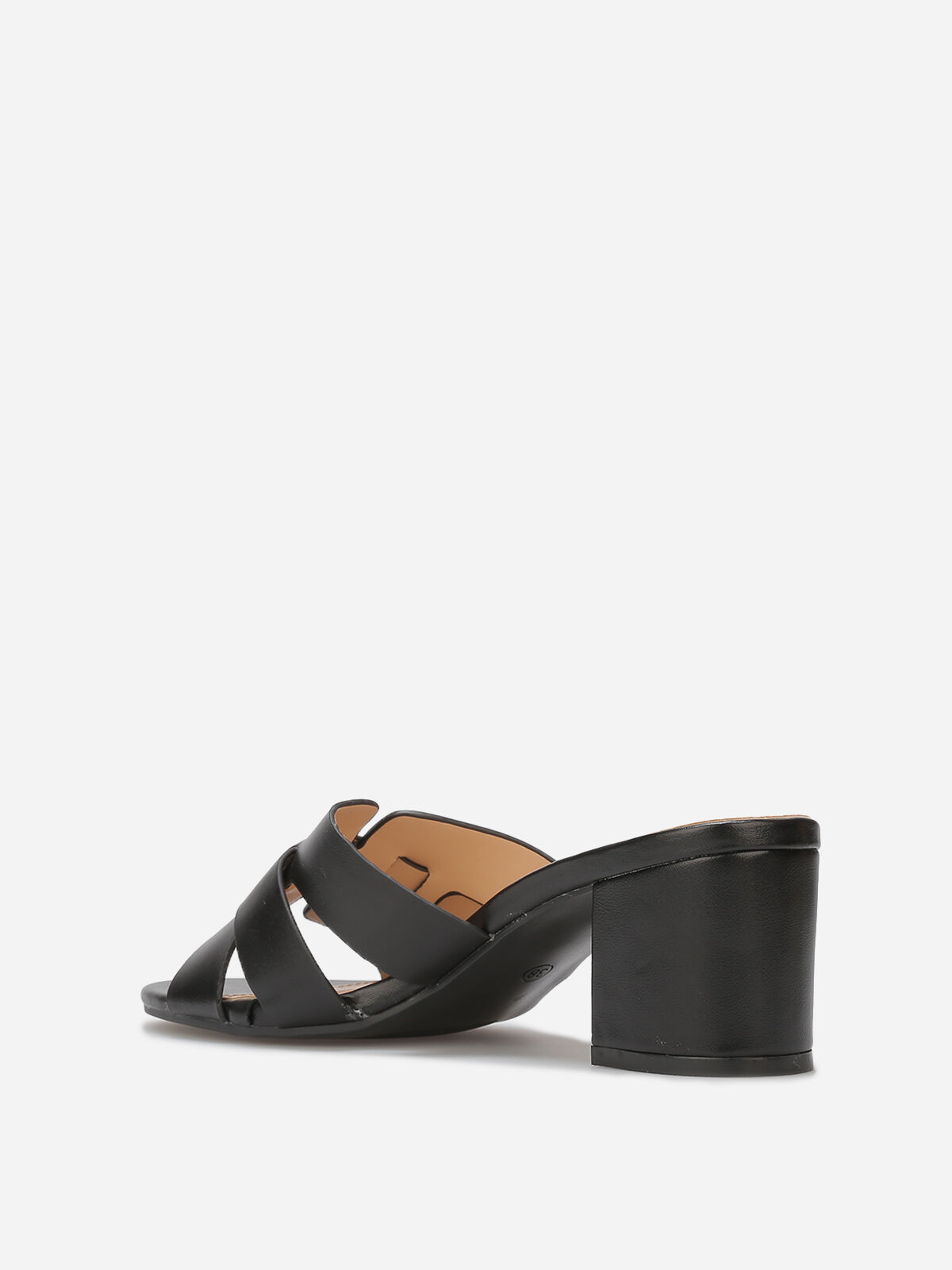 Mules à talon et brides entrecroisées- Noir