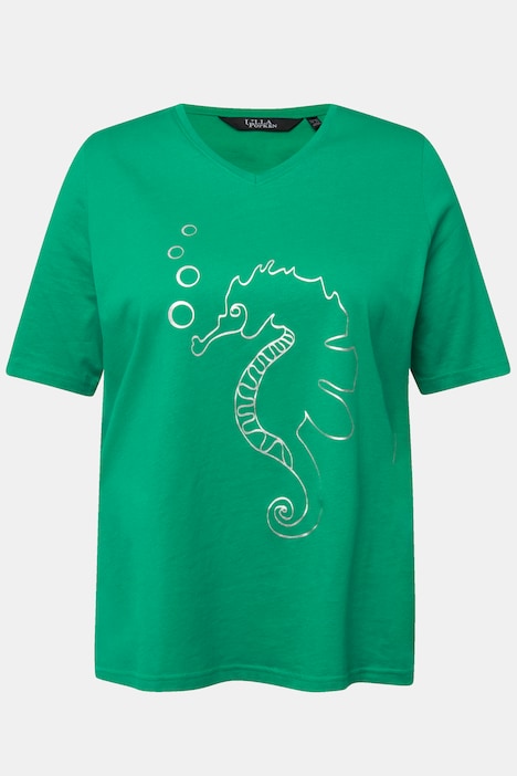 T-Shirt, Metallic-Tier, Classic, V-Ausschnitt, Halbarm