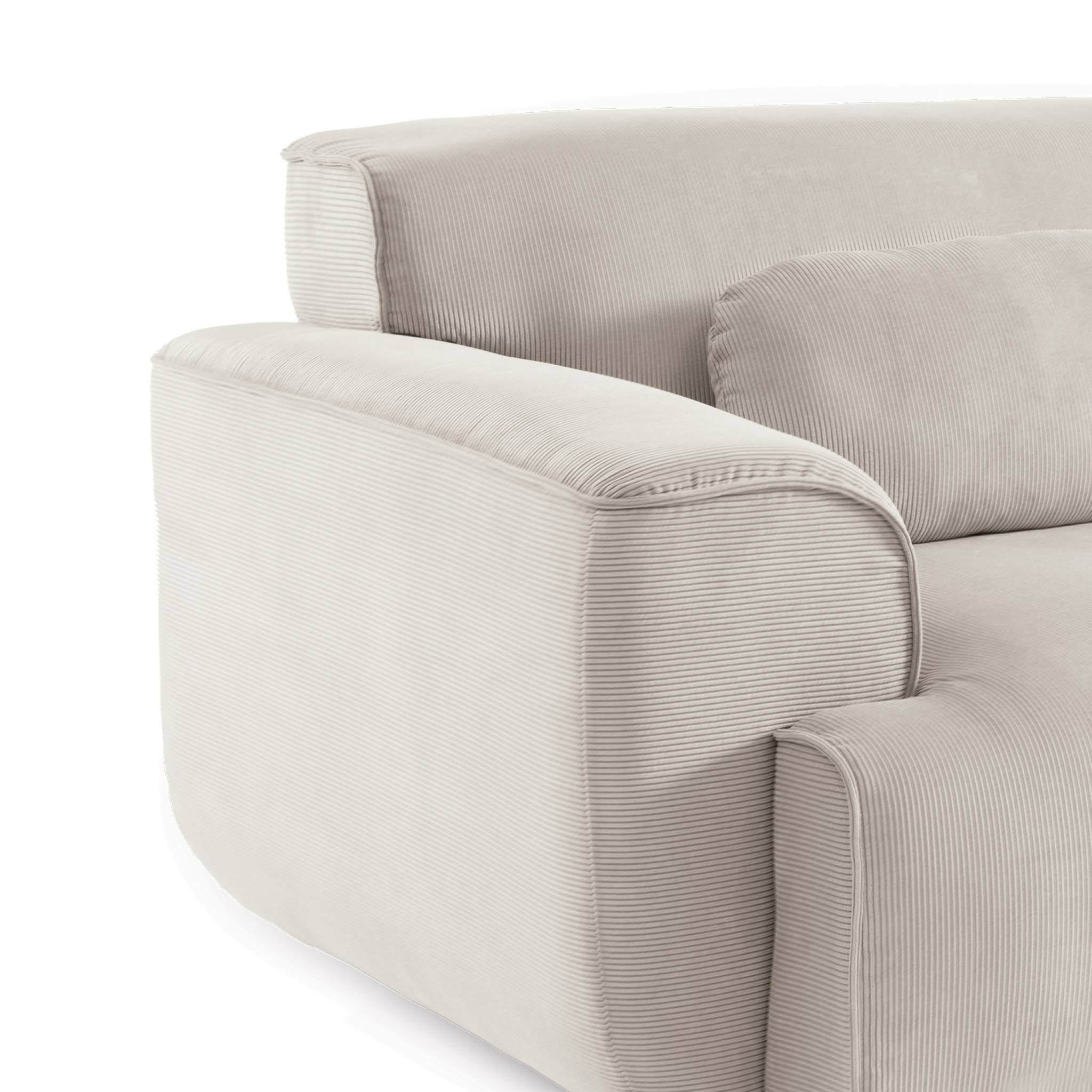 Canapé 3 places. Tissu velours côtelé. 2 coussins déhoussables. Wallas l 230 x p 98 x h 73cm
