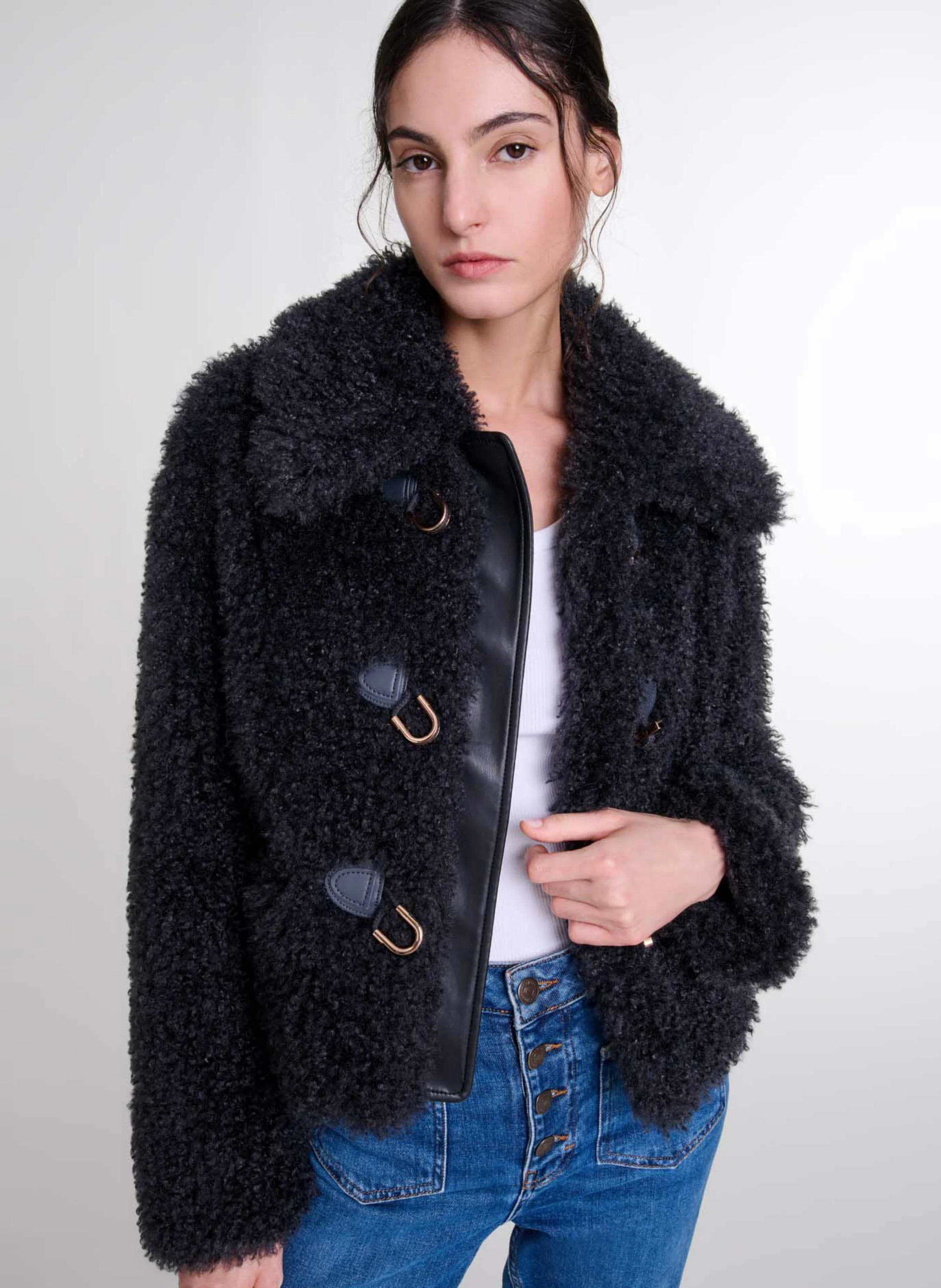 Manteau court droit col classique | Gris