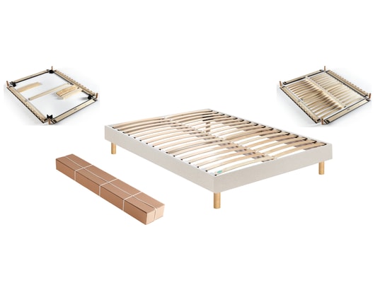 MERINOS - Sommier 140 x 190 Self Kit tisse sable blanc 1419