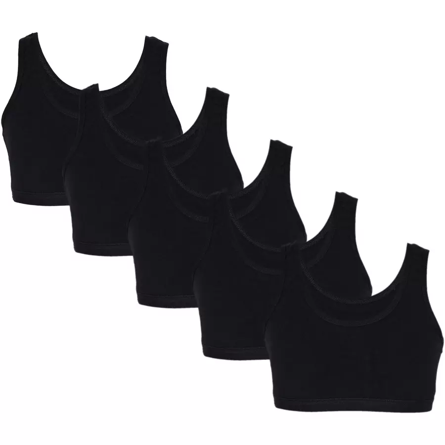 TupTam Mädchen Bustier mit breiten Trägern 5er Pack schwarz