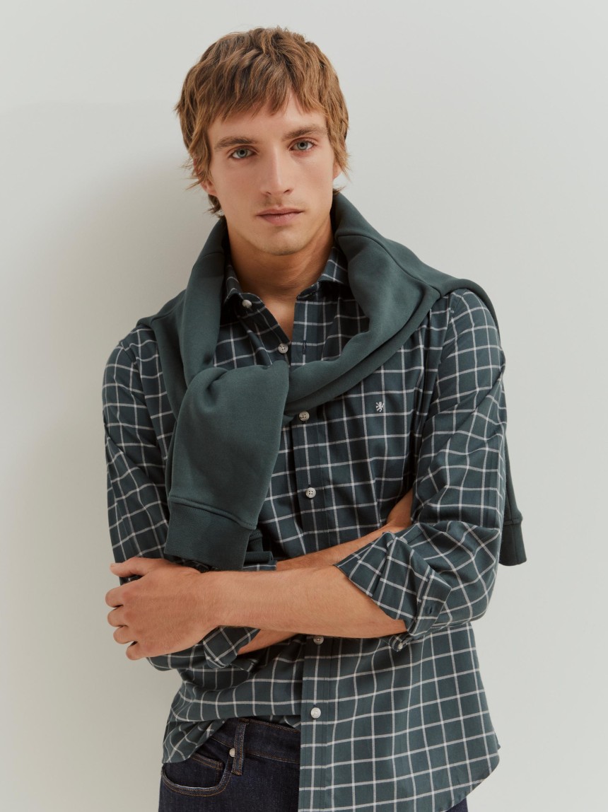 Camisa xadrez slim fit em algodão