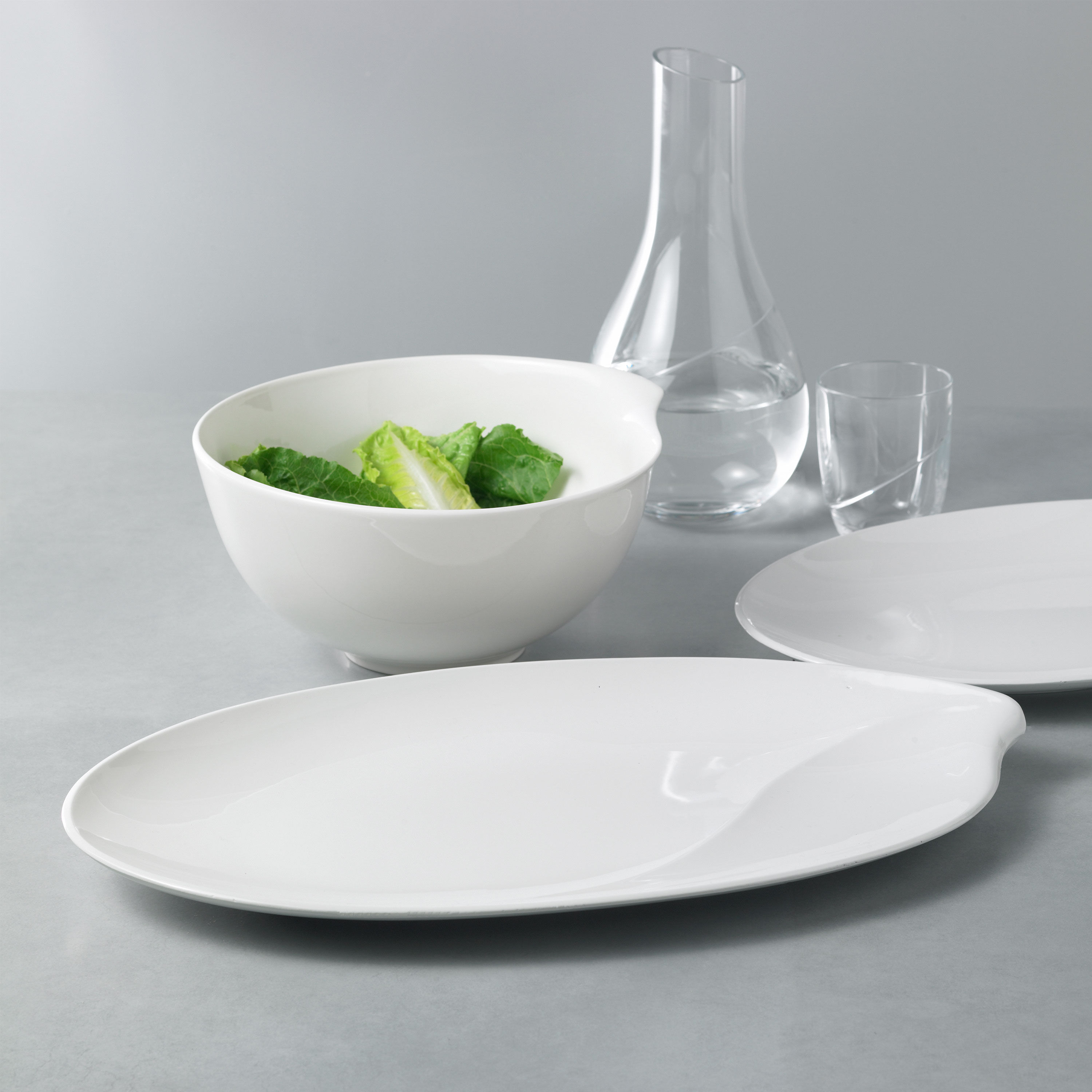 Flow Serving tray White, 13.8'' x 9.5'', Premium Porcelain