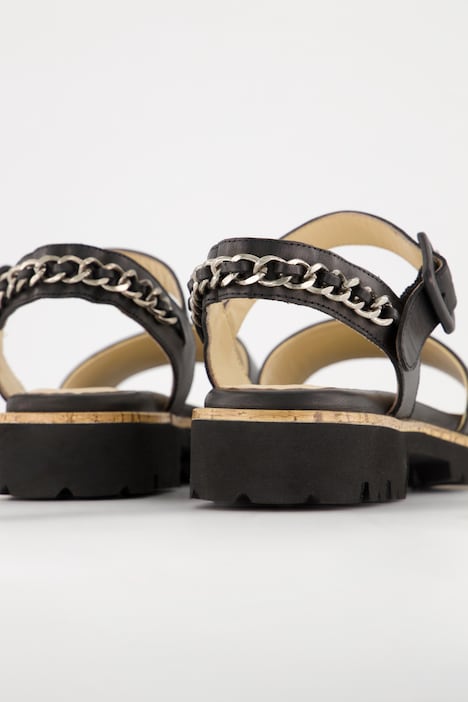 Leder-Sandaletten, Zierkette, Weite H