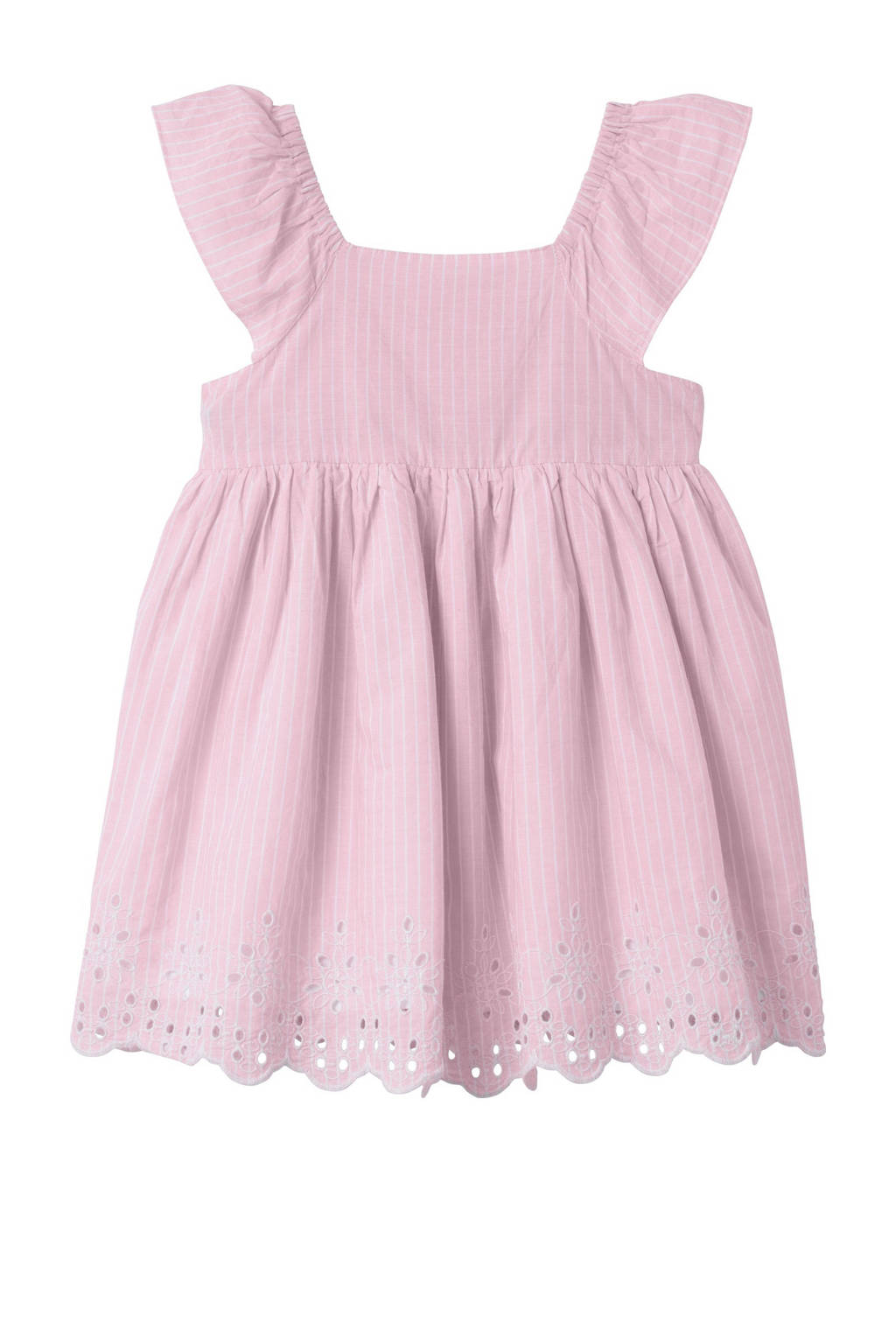 NAME IT gestreepte A-lijn jurk NMFFESINNE roze