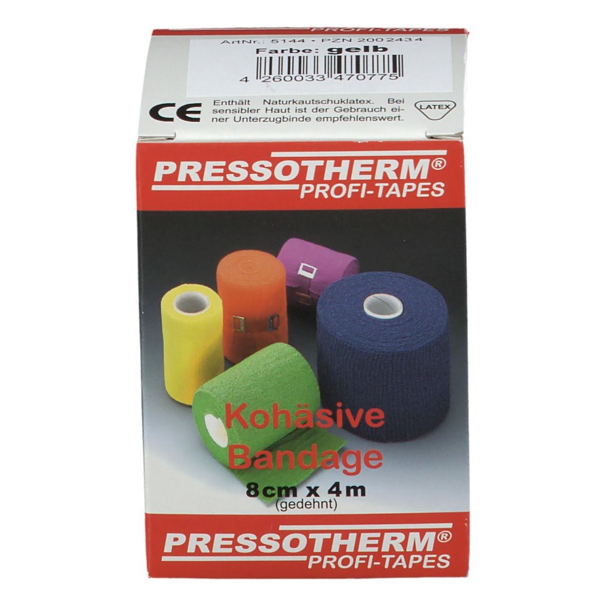 Pressotherm® Kohäsive Bandagen 8 cm x 4 m gelb