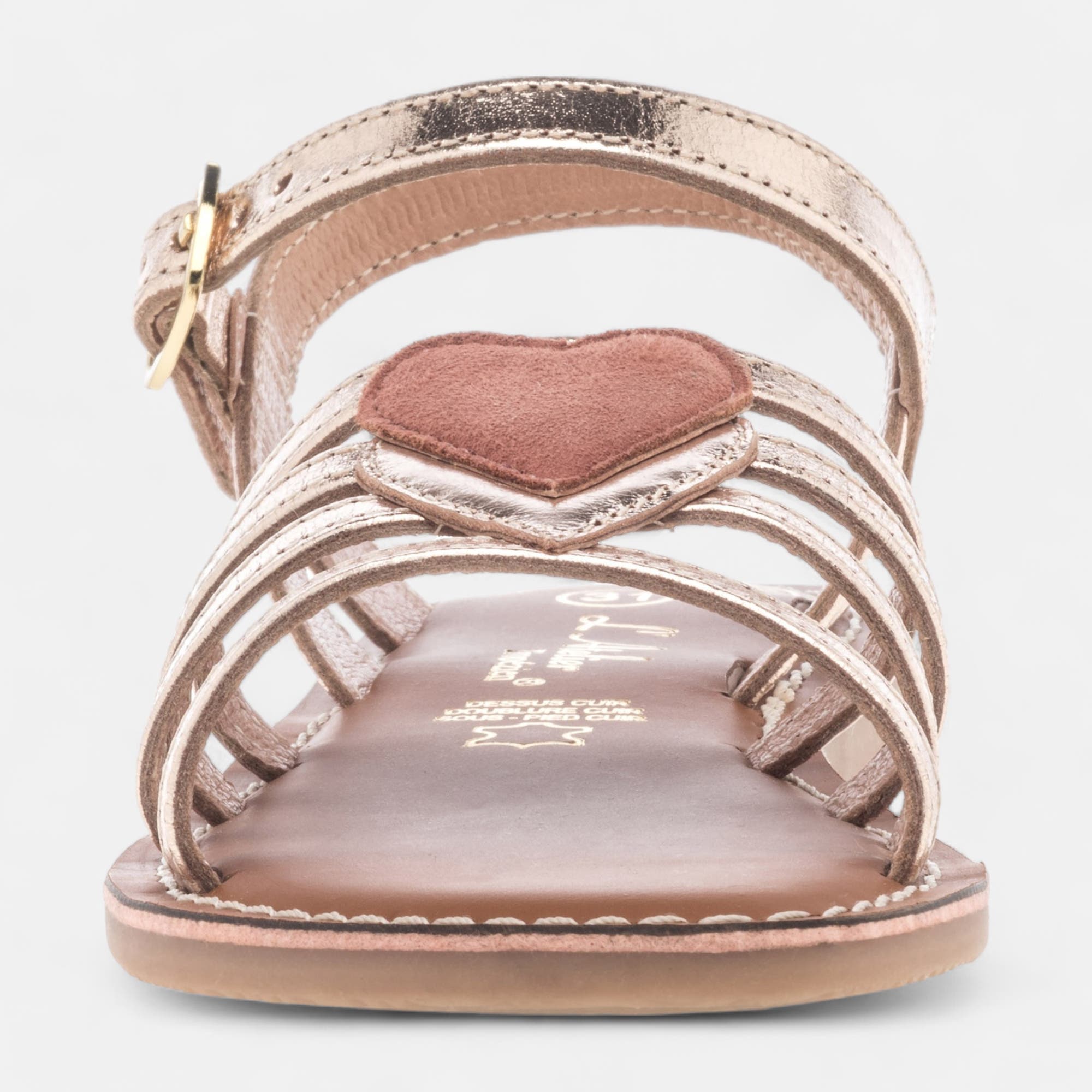 Nu-pieds Fille en cuir or