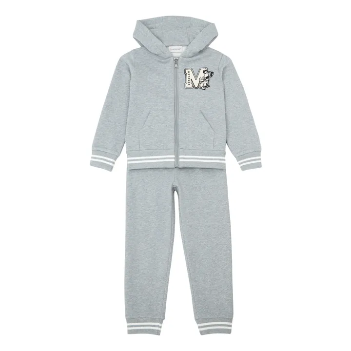 Moncler Ensemble Hoodie Zippé et Jogger | Gris chiné