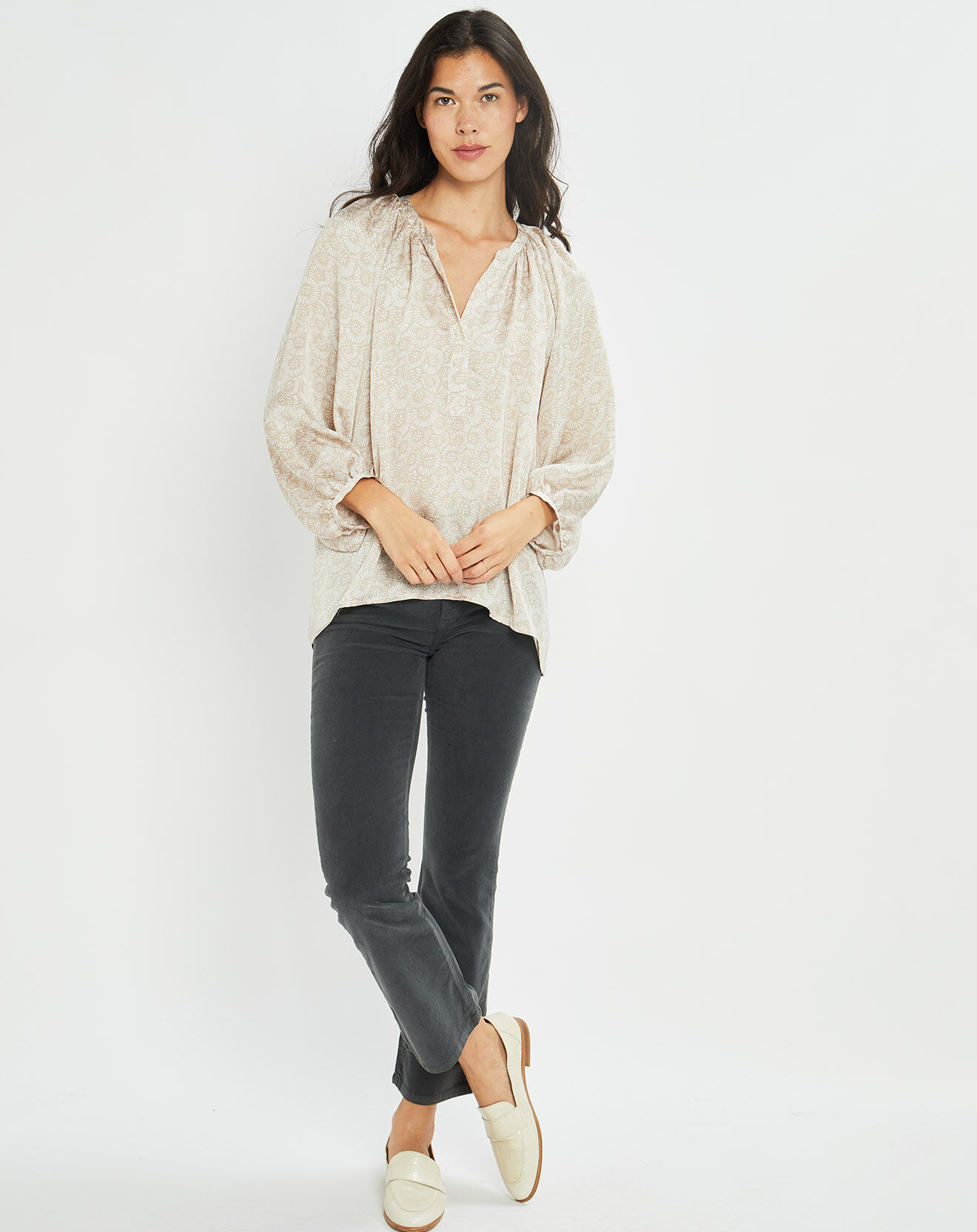 Lauren Vidal Blouse satinée Ciara imprimée natural beige