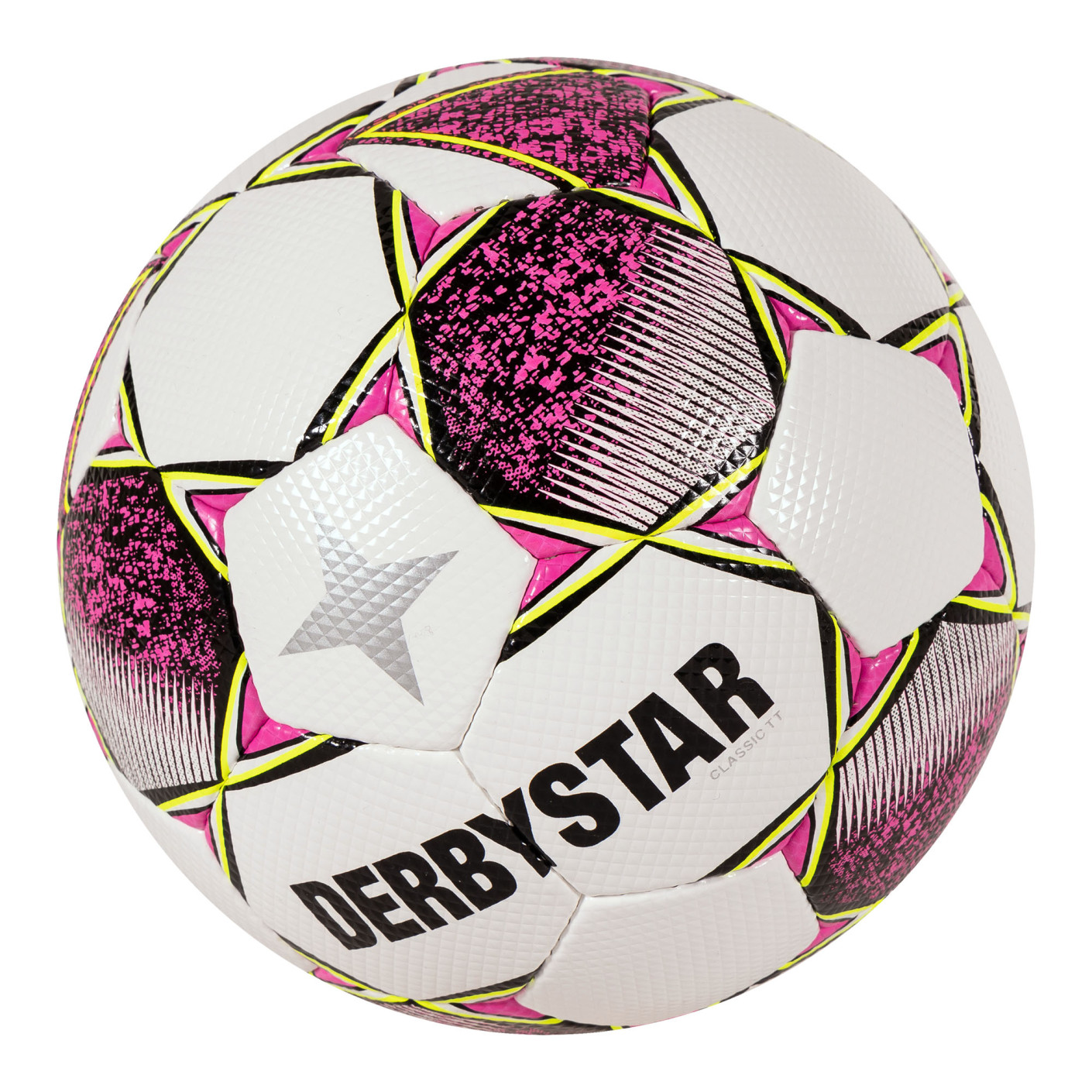 Derbystar Classic Energy TT II Voetbal 4 x 3 Vlakken Maat 5 Wit Roze Geel