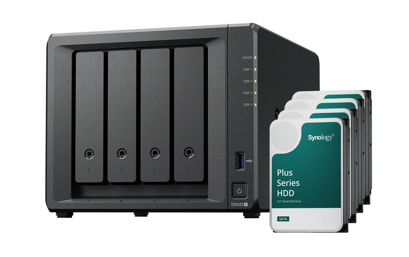 NAS DiskStation DS423+ 4-bay Synology Plus HDD 32 TB<br>Kompakte Speicherlösung mit vier Einschüben für 100% Datenkontrolle