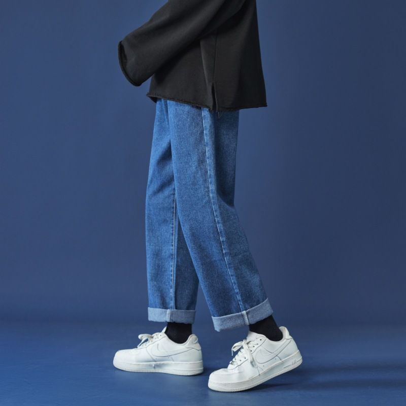 Obikan - Mid Waist Washed Straight Leg Jeans