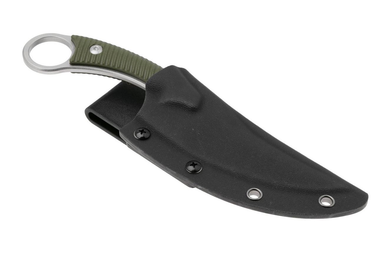 QSP Knife Viper QS166-B1 Stonewashed 10Cr15MoV, Green G10, vaststaand mes