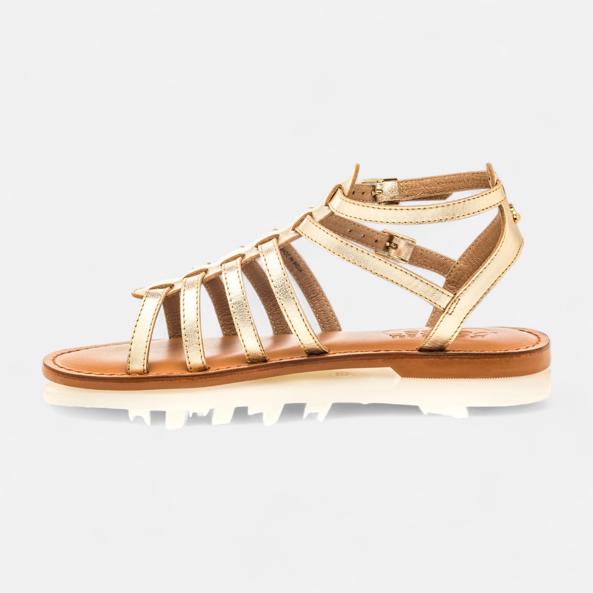 Nu-pieds Femme en cuir or