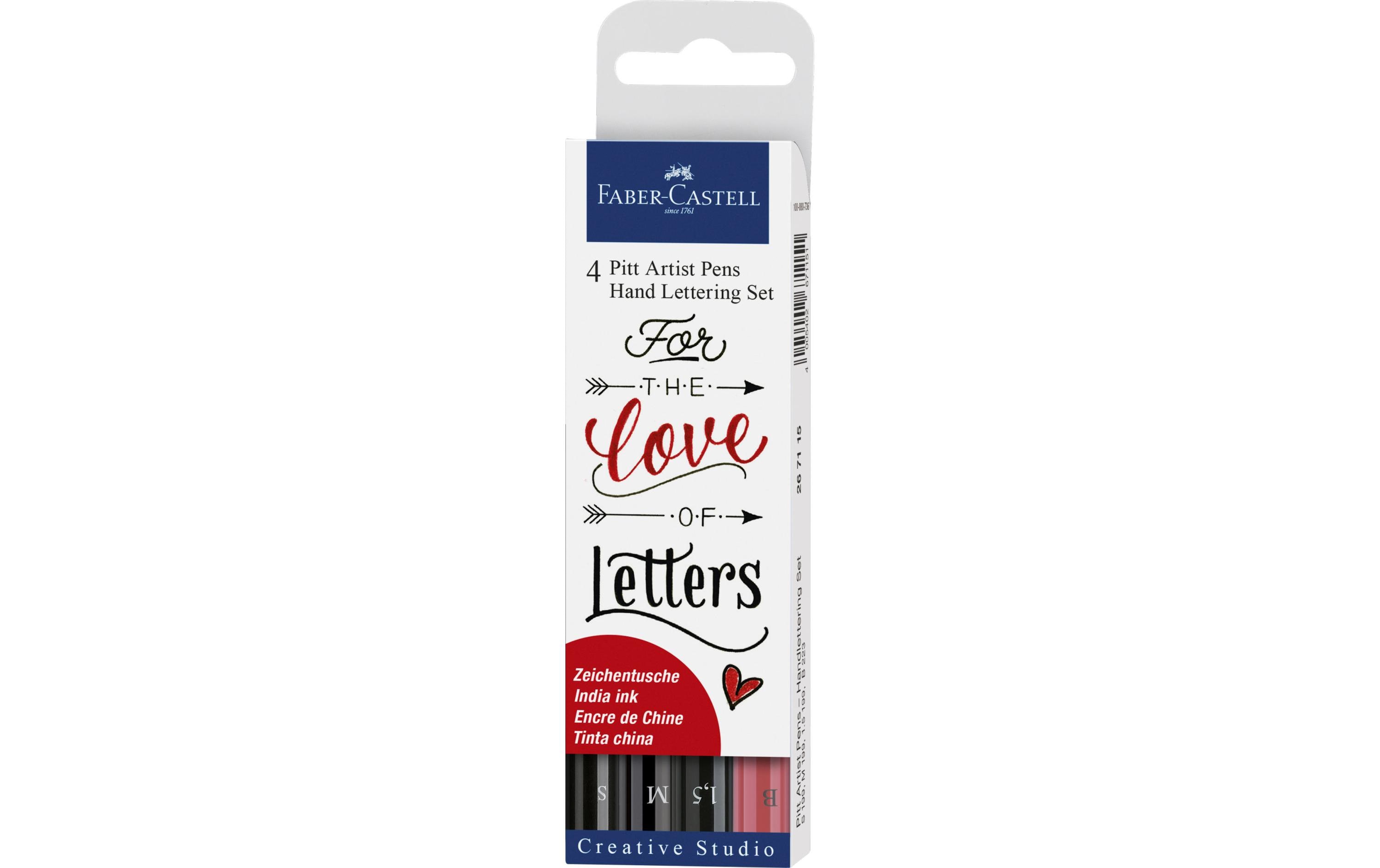Fineliner Pitt Artist Pen 4er Etui, Schwarz/RotHandlettering Pen