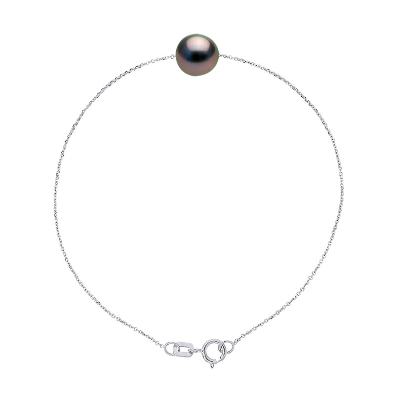 Bracelet Chaîne Forçat Perle de Tahiti Ronde 8-9 mm Argent 925