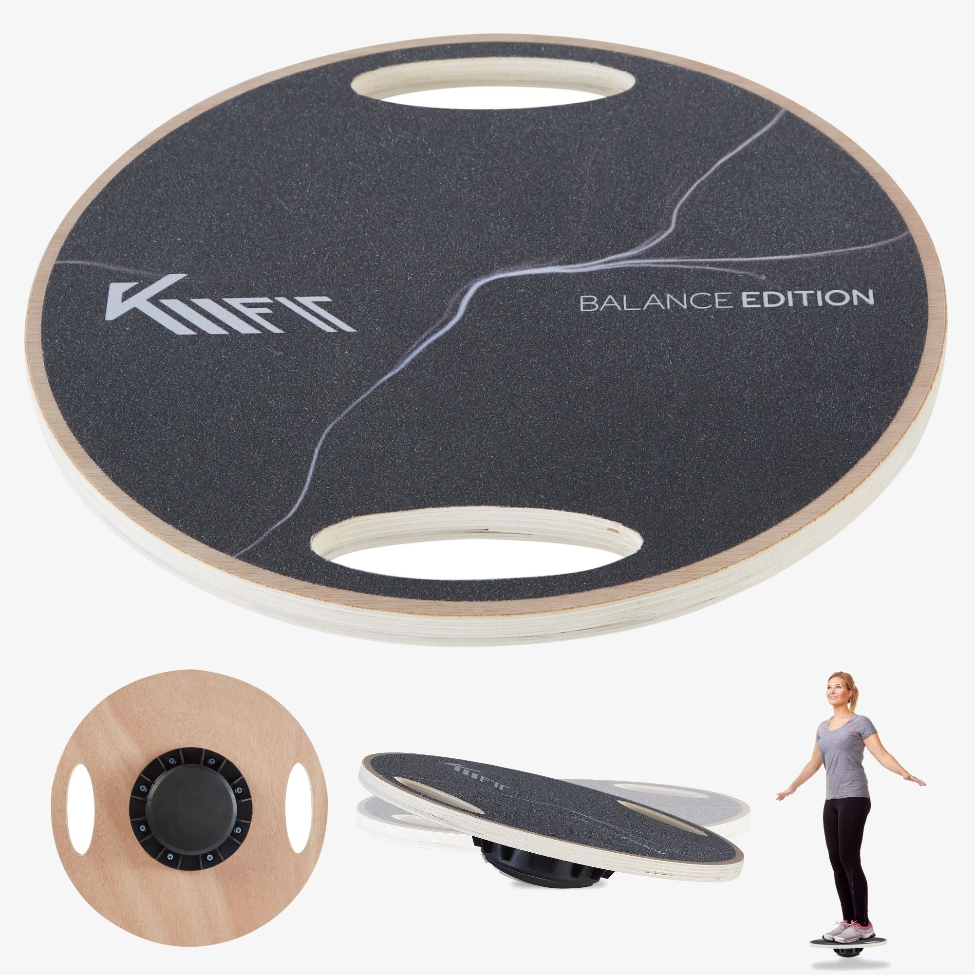 KM-Fit Balance Board aus Holz rund
