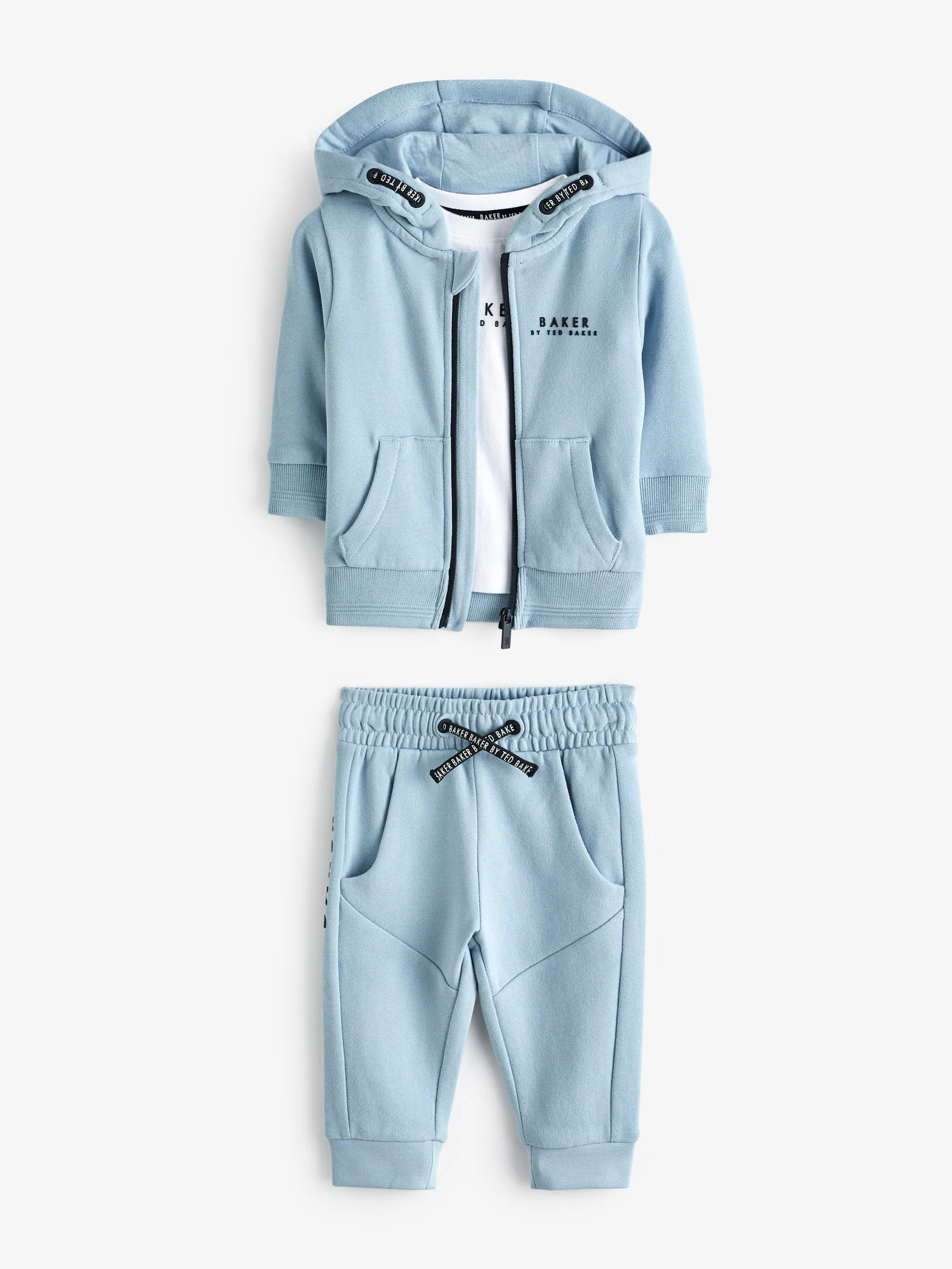 Blauw - Baker by Ted Baker 100% katoenen (0 - 6 jr) driedelig trainingspakset