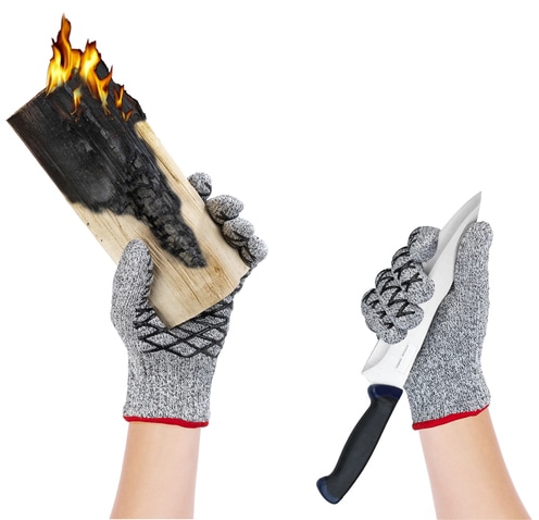 Maximex Grillhandschuhe »2in1« Schnittschutzhandschuhe für Damen, hitzebeständige Küchenhandschuhe