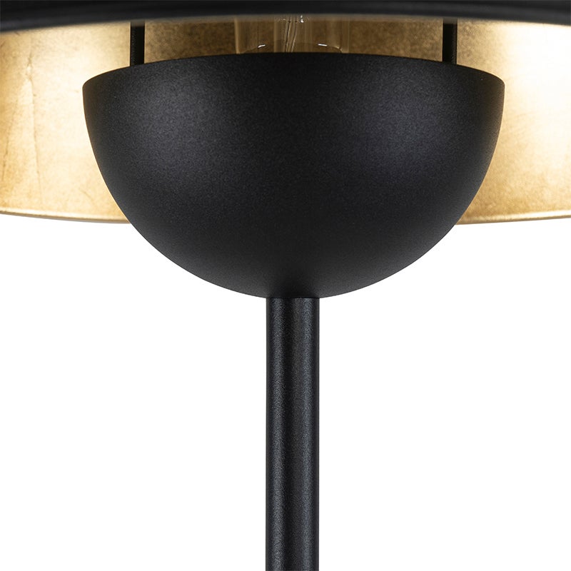 QAZQA - Industrieel I Vintage I Industrieel I Vintage I Staande lamp Zwart met goud I Messing 160 cm - Magnax I Woonkamer I Slaapkamer - Staal Langwerpig - LED Geschikt E27