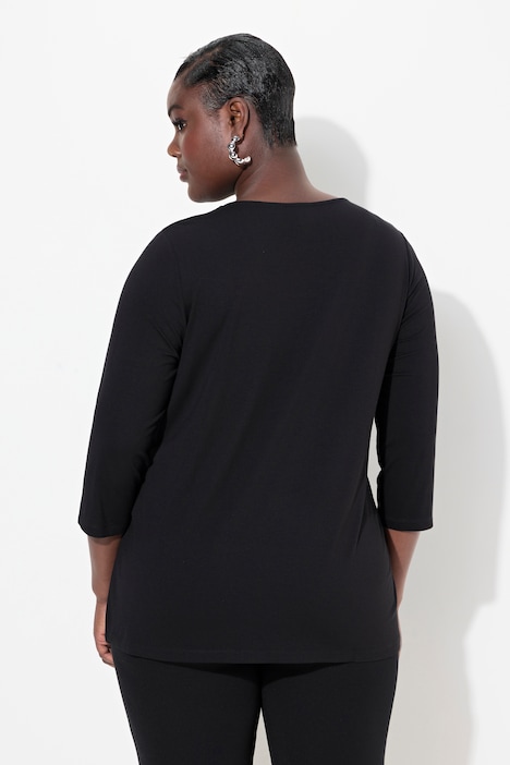Shirt, Ziersteine, Classic, Rundhals, 3/4-Arm