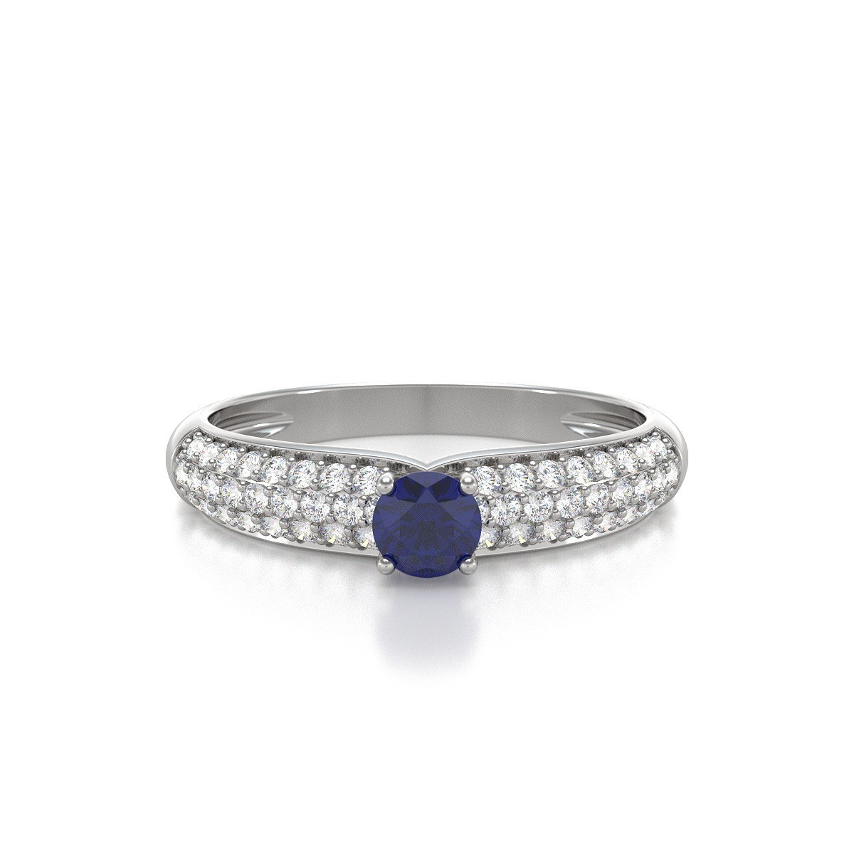 Bague Saphir et diamants sur Argent 925 1.978grs