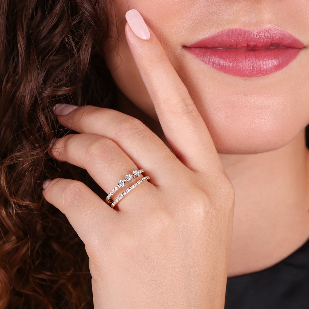 0.31 Karat Diamantring 750/18 K Roségold