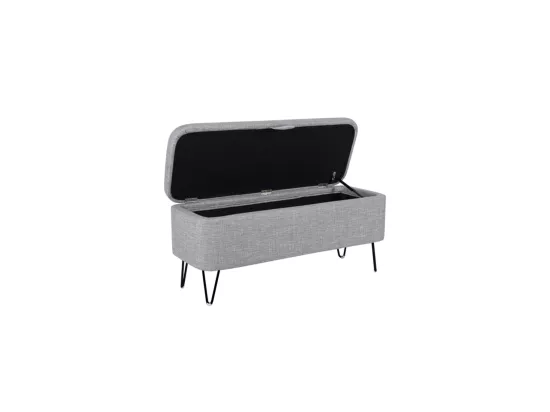 Bout de Lit avec Rangement en Tissu Pieds Épingles Noirs - L101cm