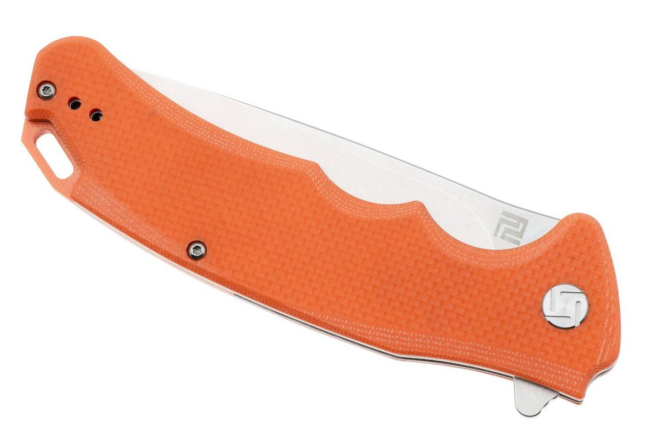 Artisan Cutlery Tradition 1702P-OE, Stonewashed D2, Orange G10 zakmes