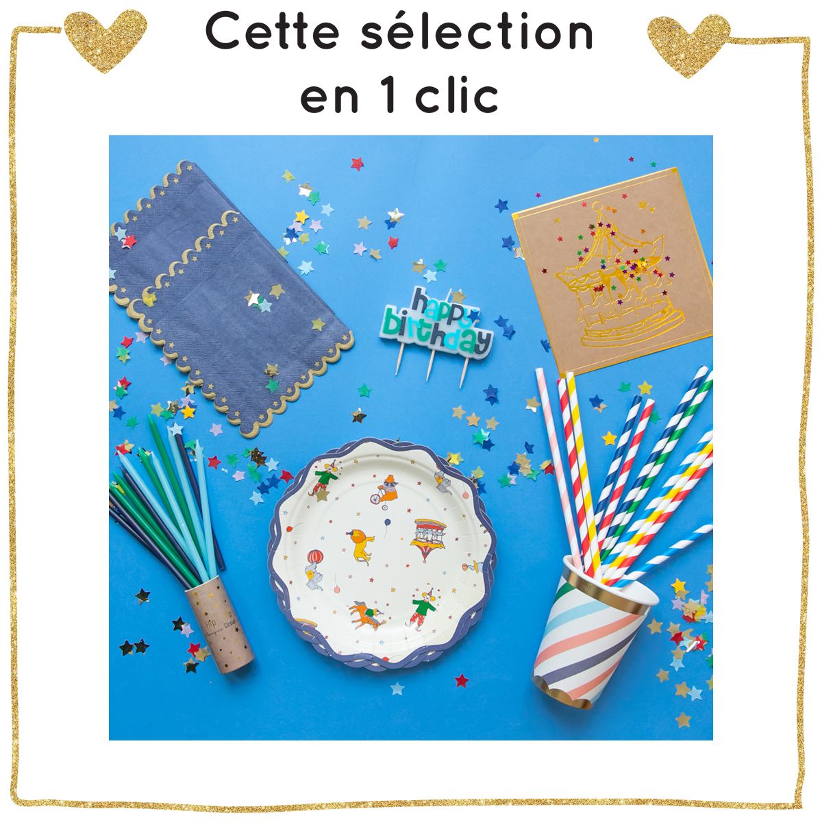 Ensemble décorations anniversaire Bleu