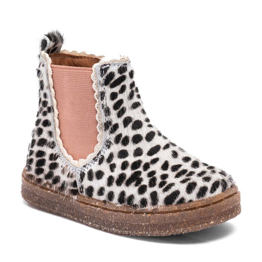 Bisgaard Siggileren enkelboots met ponyhair wit/zwart/roze