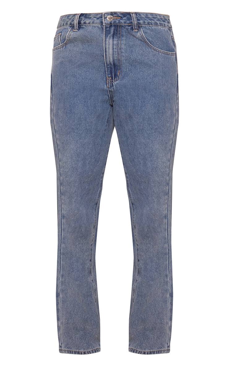 Délavage Vintage Jean En Denim Large Taille Basse Délavé Vintage À Imprimé Graphique Shape
