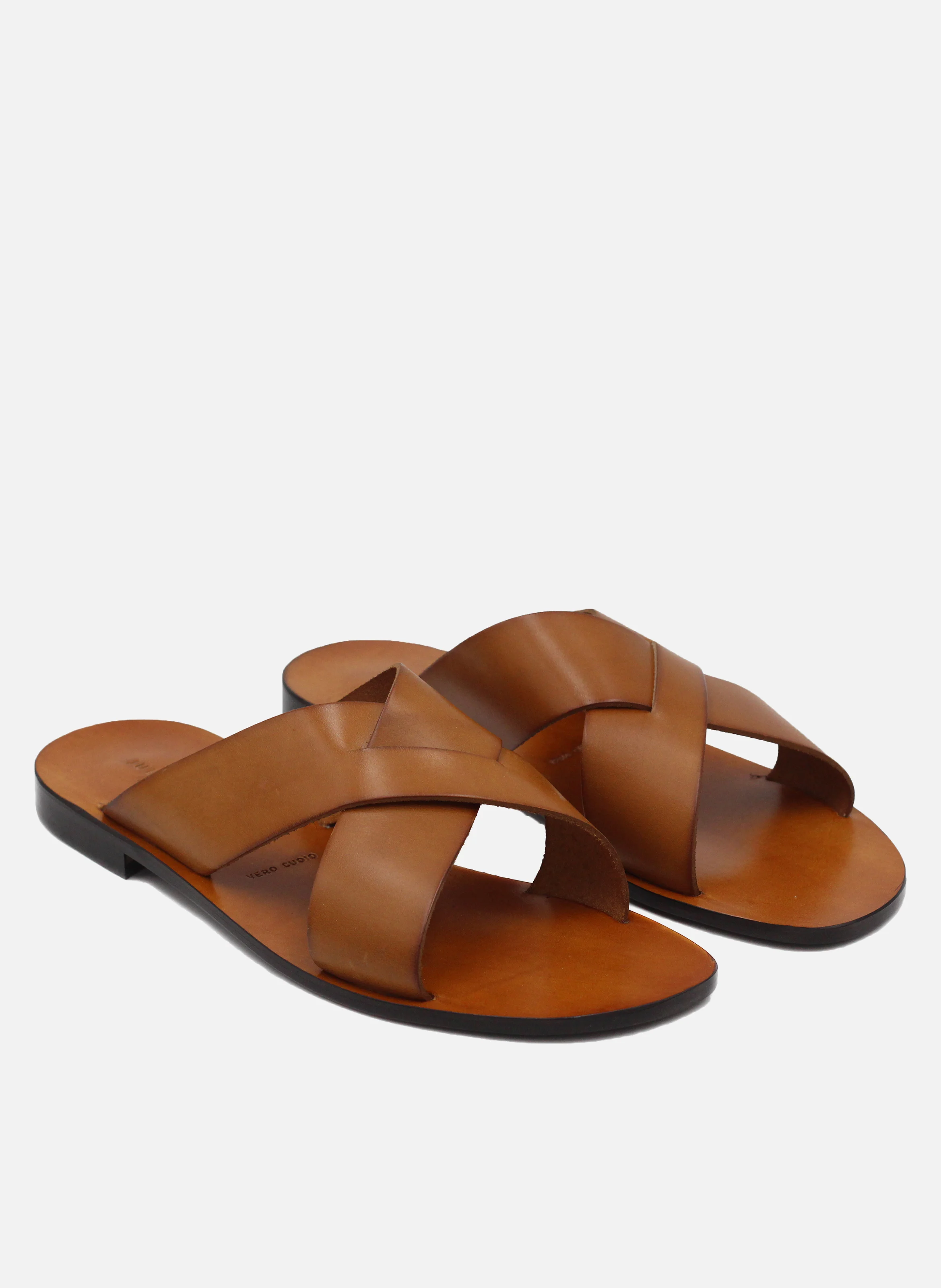 Mules plates cuir lisse | Marron