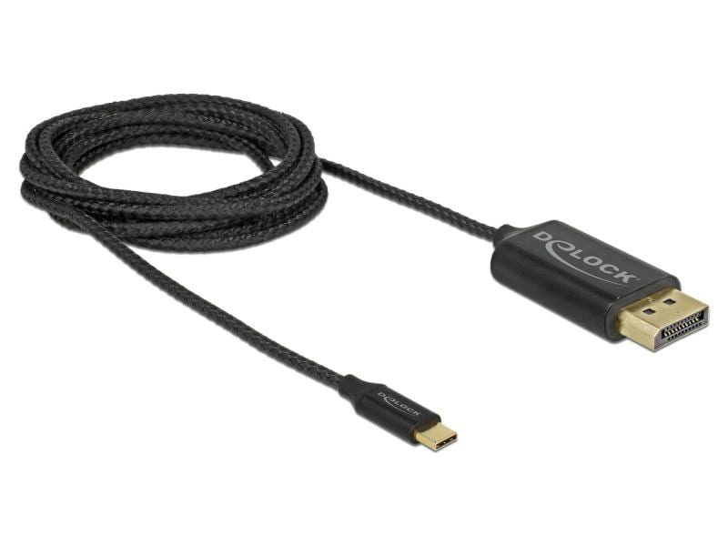 Delock Kabel USB Type-C – DisplayPort koaxial Kabel, 2m, 4K Delock USB Kabel Type-C zu DisplayPort (DP Alt Mode) 4K 60 Hz 2 m koaxial