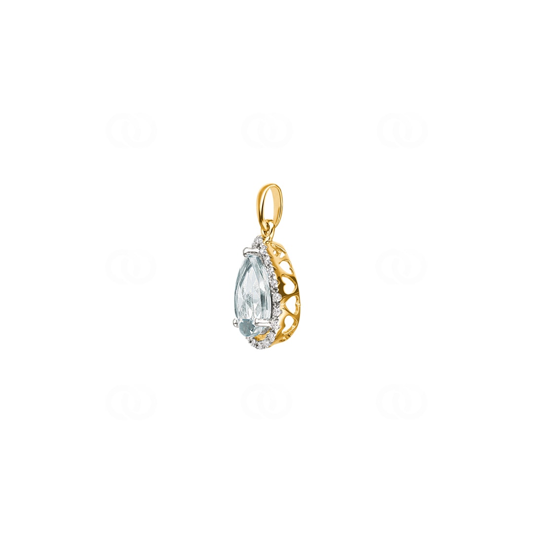 Anhänger 750/18 K Gelbgold mit grünem Amethyst Tropfen und Diamanten 0.06 ct H/si