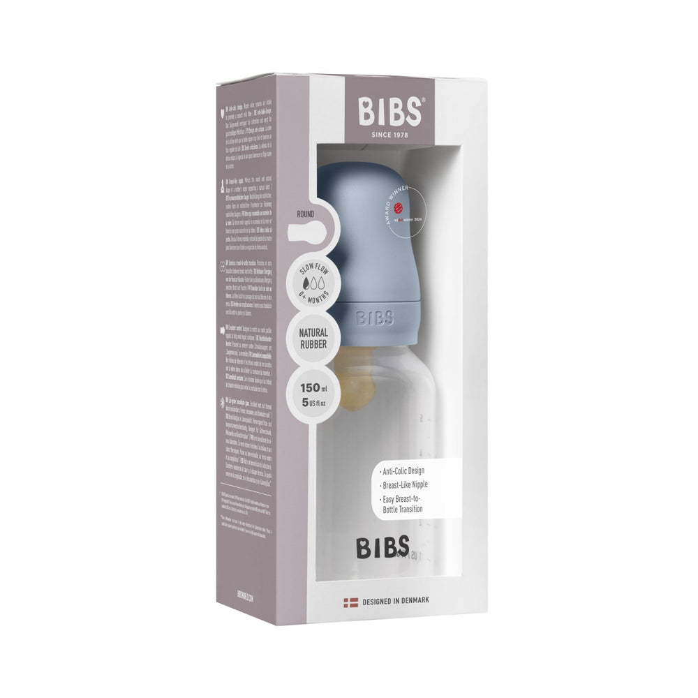 Køb Bibs Baby Blue Baby Flaske Round Latex 1 Pack 150 ml Slow Flow