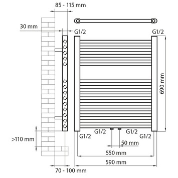 Haceka designradiator Gobi mint grijs structuur 368 Watt 69x59 cm