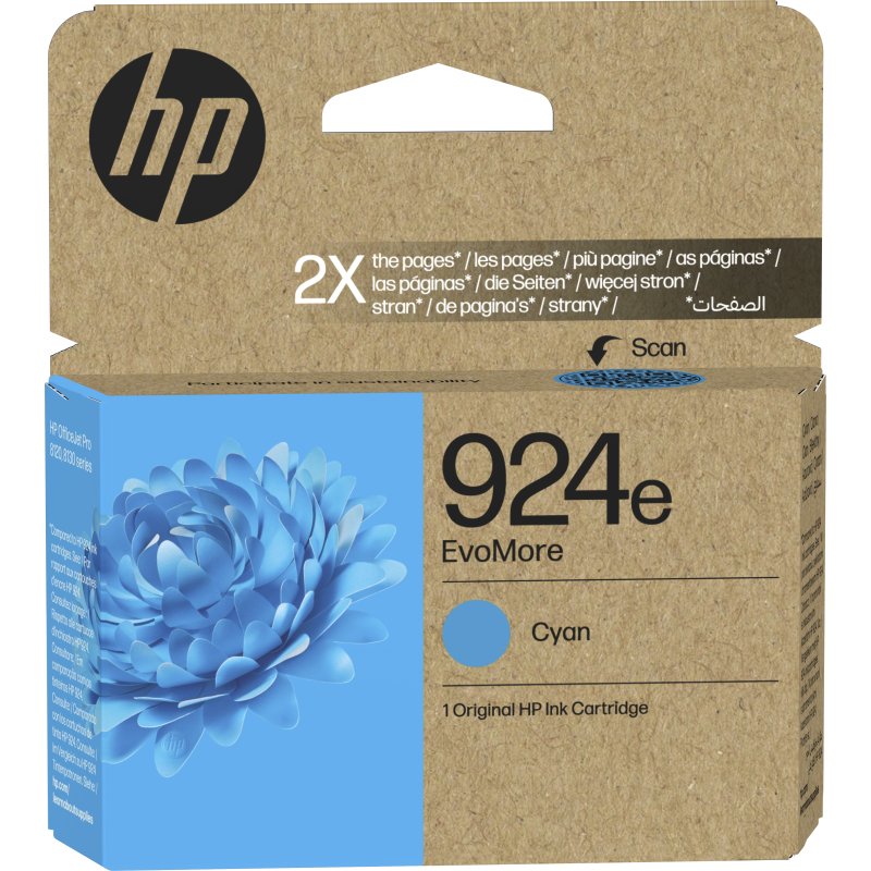 HP 924e Cartouche d’encre authentique Cyan EvoMore