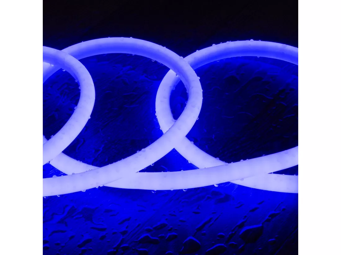 Ruban Néon LED Dimmable 220V Circulaire SFLEX17 IP65 sur Mesure Coupe tous les 100 cm Bleu 7 m