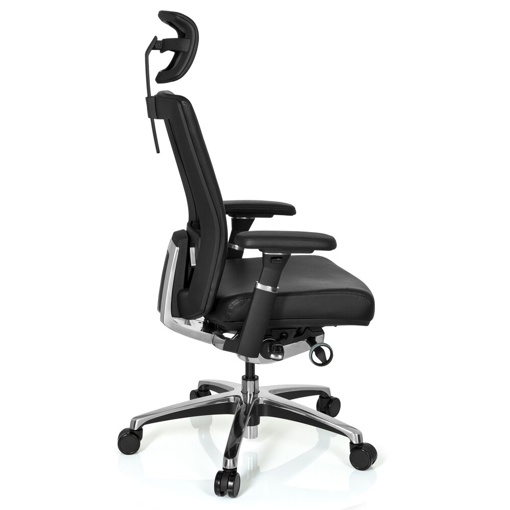 Profi Bürostuhl NOVA Leder mit Armlehnen (höhenverstellbar) hjh OFFICE