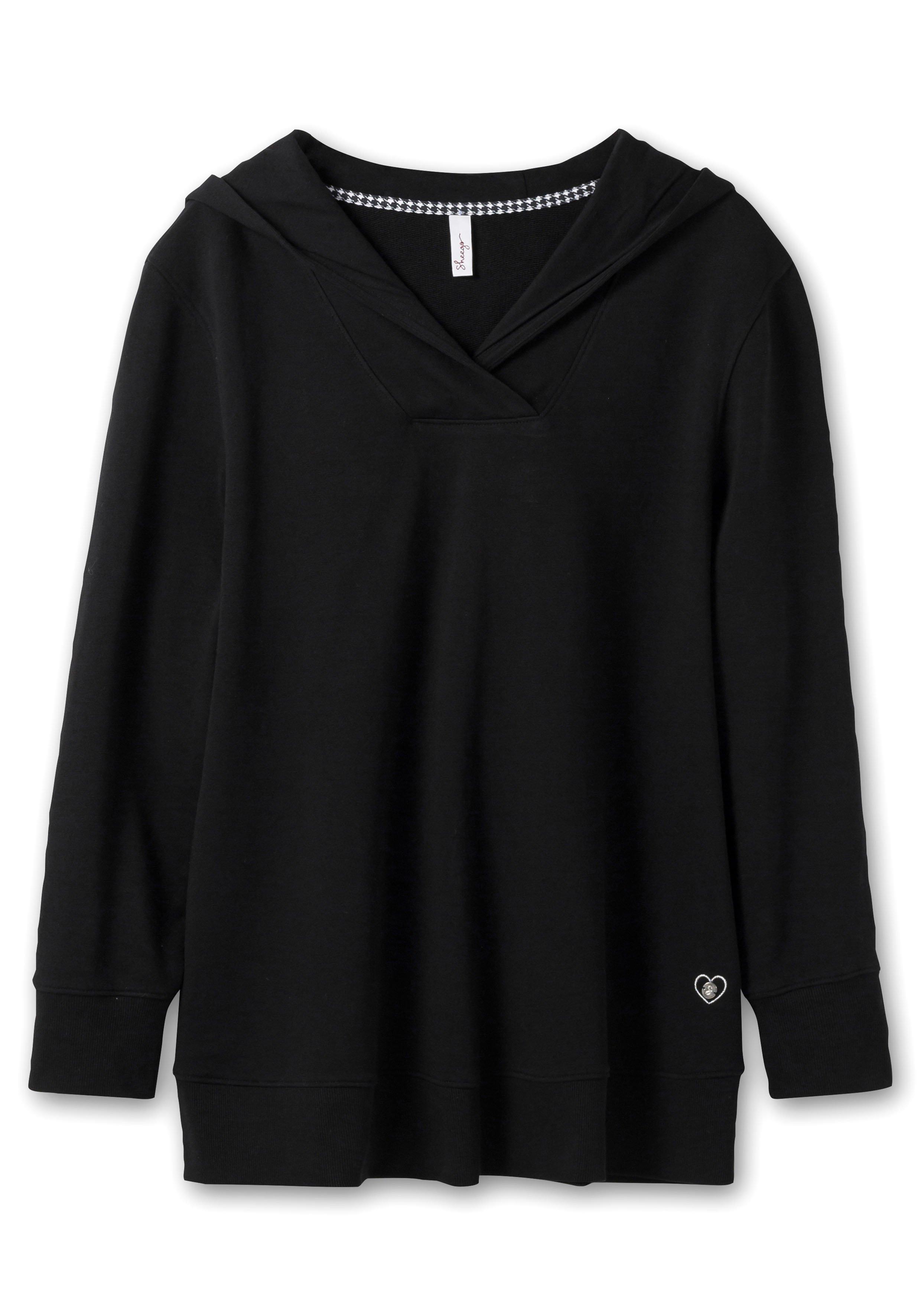 Kapuzensweatshirt mit dekorativem V-Ausschnitt