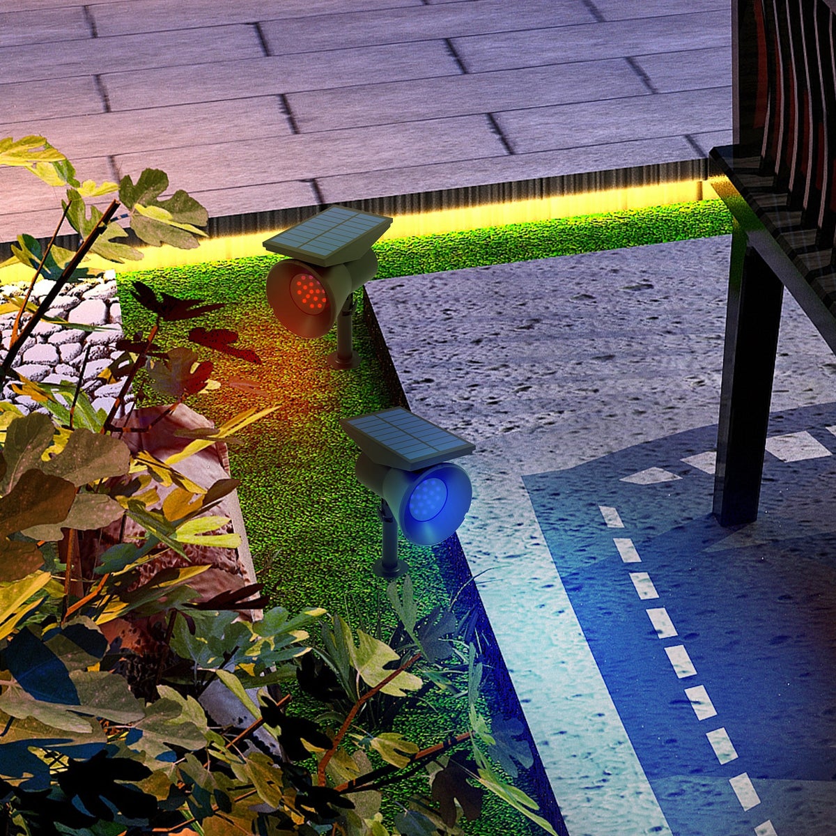 Outsunny zonnelampen, 10,6 cm x 15 cm x 38 cm, PC+ kunststof, zwart