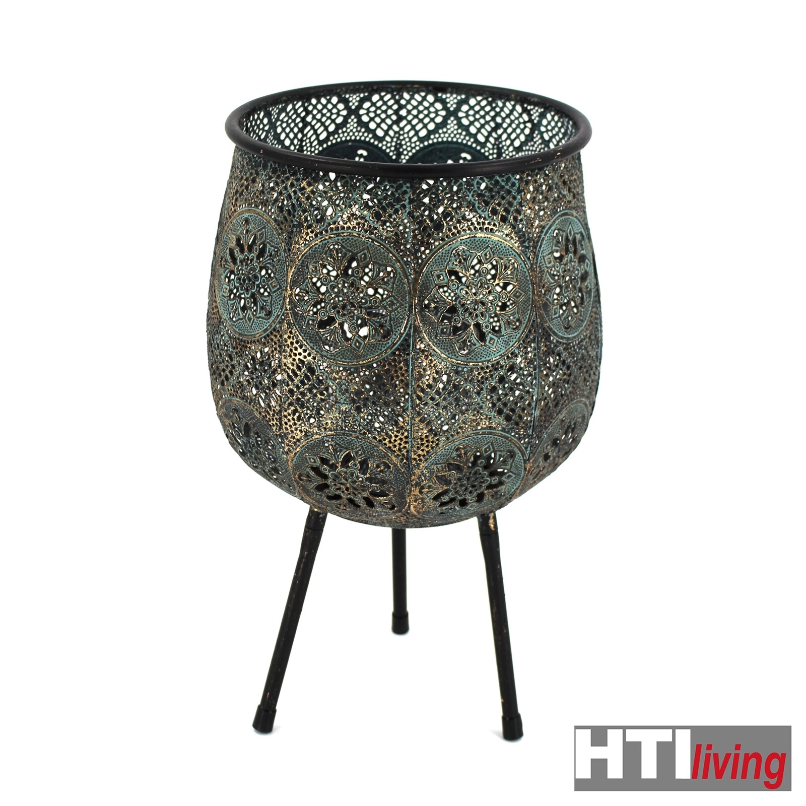 HTI-Living Metall Windlicht auf Füßen Ornamente