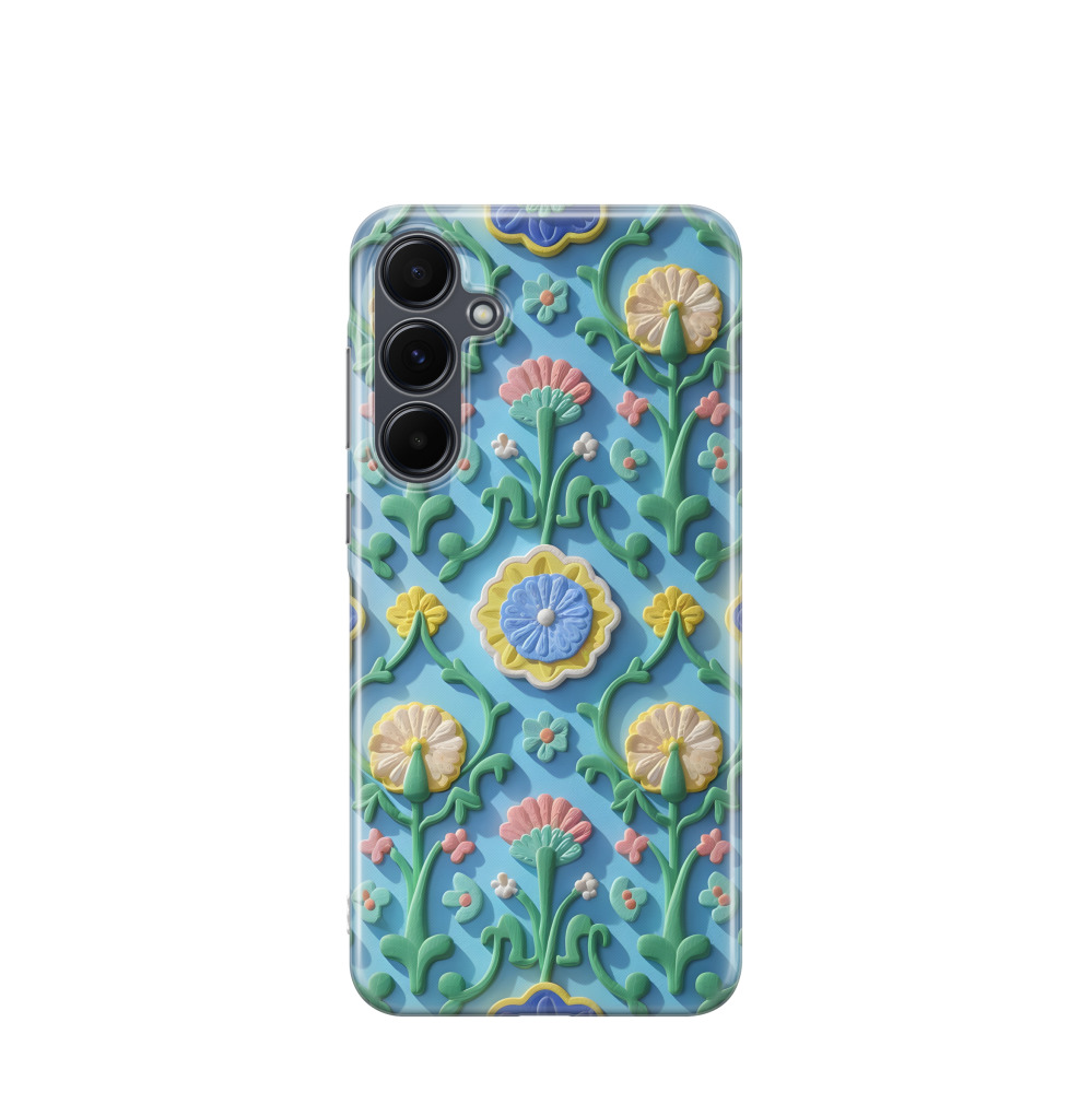 Samsung Galaxy A55 Gummi Hülle Majolika Blütengarten - Versch. Farben