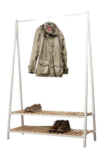 Garderobenständer ROBIN weiß/Massivholz lackiert 120 x 180 x 43 cm