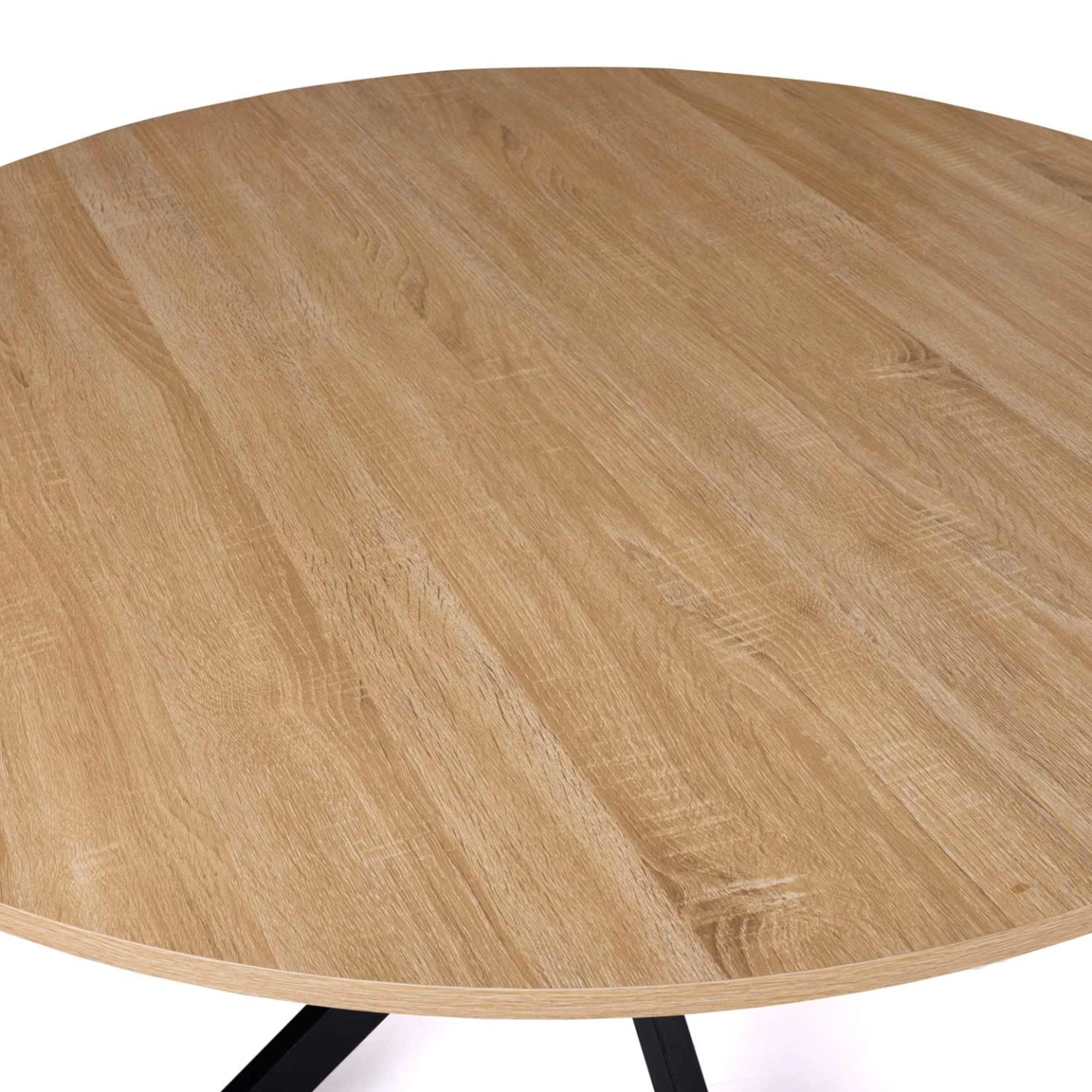Table à manger ronde ALIX 6 personnes pied araignée bois et noir 110 cm